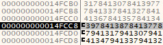 Return pointer overwritten with non-repeating pattern.