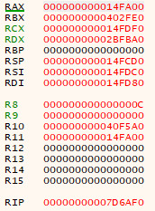 RIP overwritten with JMP RAX pointer.